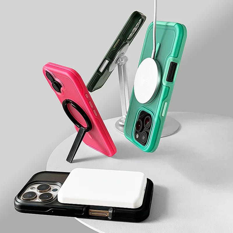 Luxury Candy Wireless Charge Magsafe Matte Phone Case For iPhone 11 12 13 14 15 16 Pro Max Plus Magnetic Bumper Cases Cover