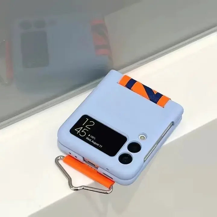 For Samsung Z Flip 6 Ultra Thin Ring Wristband Phone Case  For Galaxy Z Flip 6 5 4 3 Flip5 Flip 6 PC Shockproof Hard Back Cover