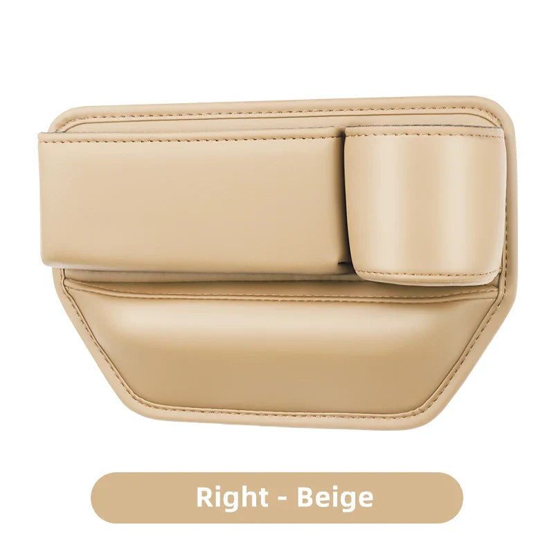Leather Car Seat Gap Organizer Multifunction Console Crevice Filler Side Storage Box with Cup Holder Car Interior Storage Pocket
