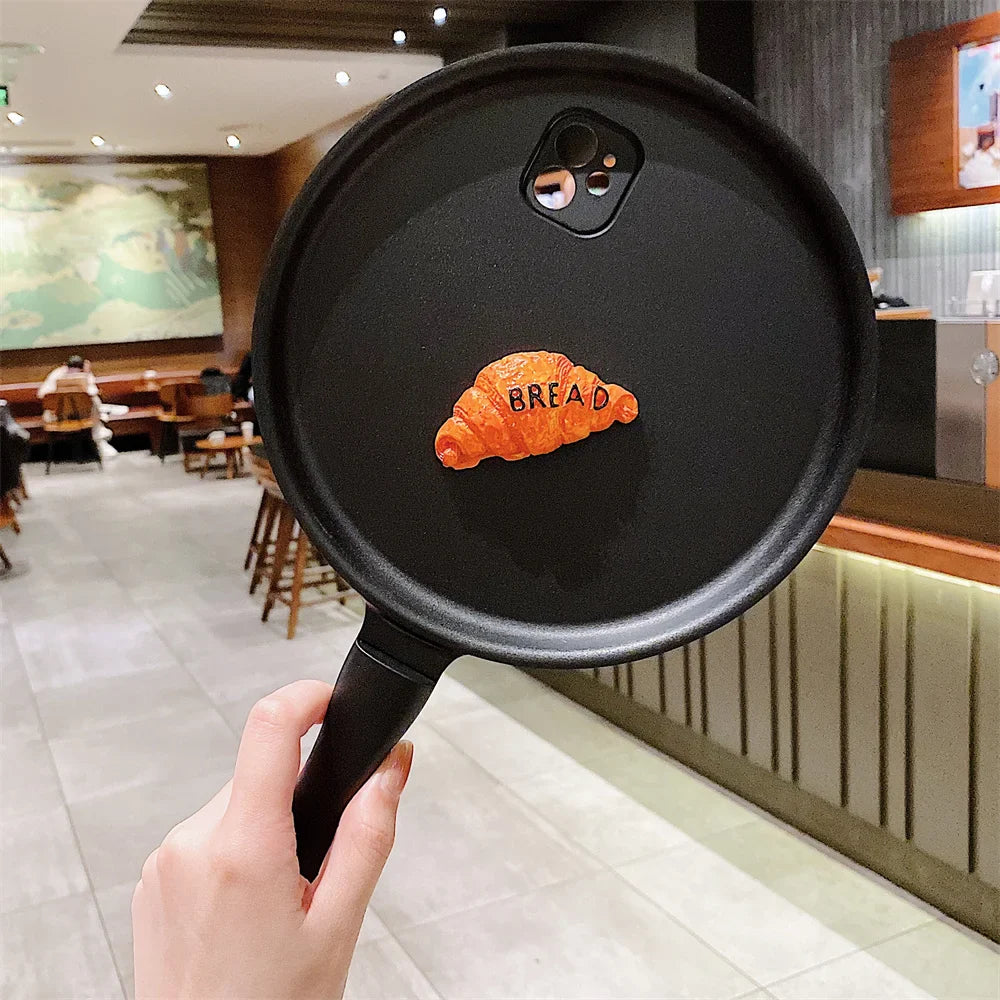 Cute Frying Pan 3D Cartoon Case for Samsung Galaxy S23 Ultra S22 S21 Plus S23Ultra Funny Egg Bread Pot Shockproof Hard Cover