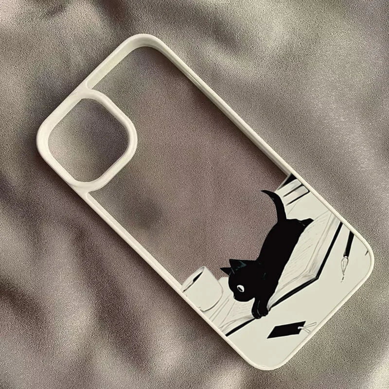 Phone Case For Xiaomi Redmi 14C 13C 12C 4G Poco X6 X5 Pro Redmi Note 14 13 12 11 Pro Plus 5G Clear Cute Black Cat Pattern Cover