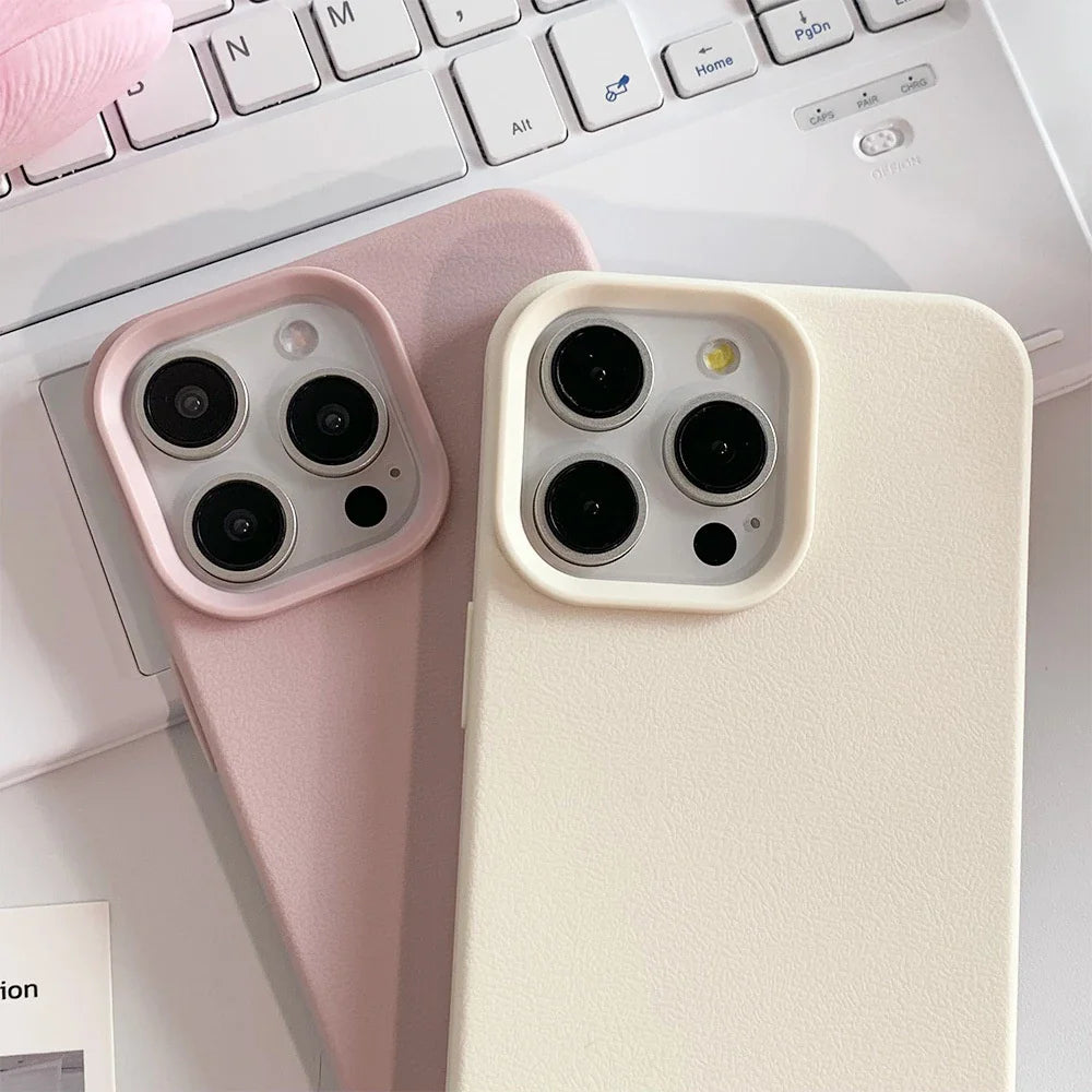 Luxury Leather Silicone Soft Case For iPhone 16 15 14 13 12 11 Pro Max Plus Candy Color Matte TPU Cover Shockproof Thin Shell