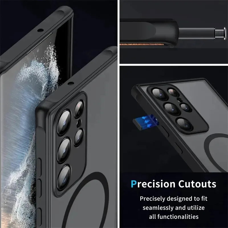 For Magsafe Magnetic Phone Case For Samsung Galaxy S25 S24 S23 S22 S21 Ultra Plus FE A56 A55 A54 Funda For Samsung Note 20 Ultra