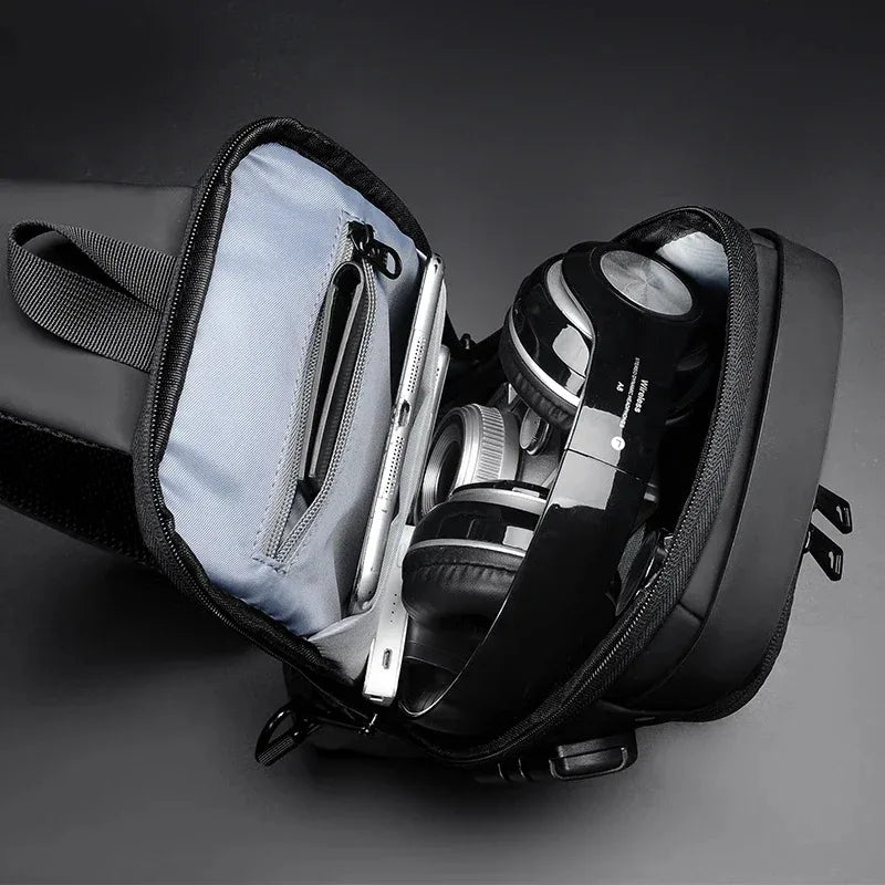 Men's anti-theft chest bag, multifunctional USB crossbody bag, travel sling bag, crossbody bag