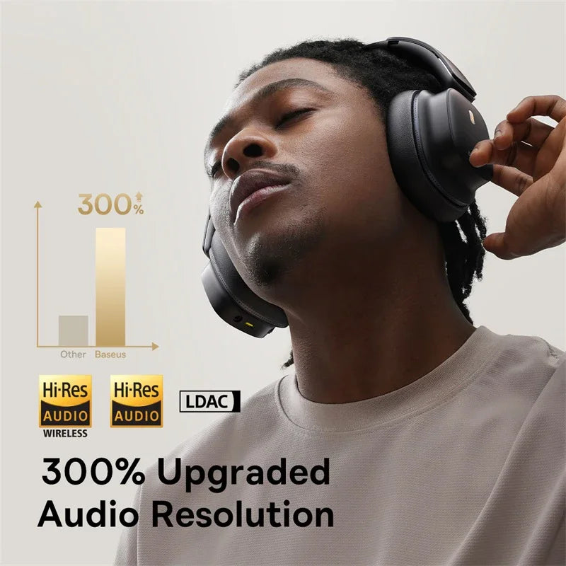 Baseus Bowie 30 Max Bluetooth Headphones 45dB Noise Cancellation Hi-res LDAC Over Ear Headset 3D Spatial Audio Wireless Earphone
