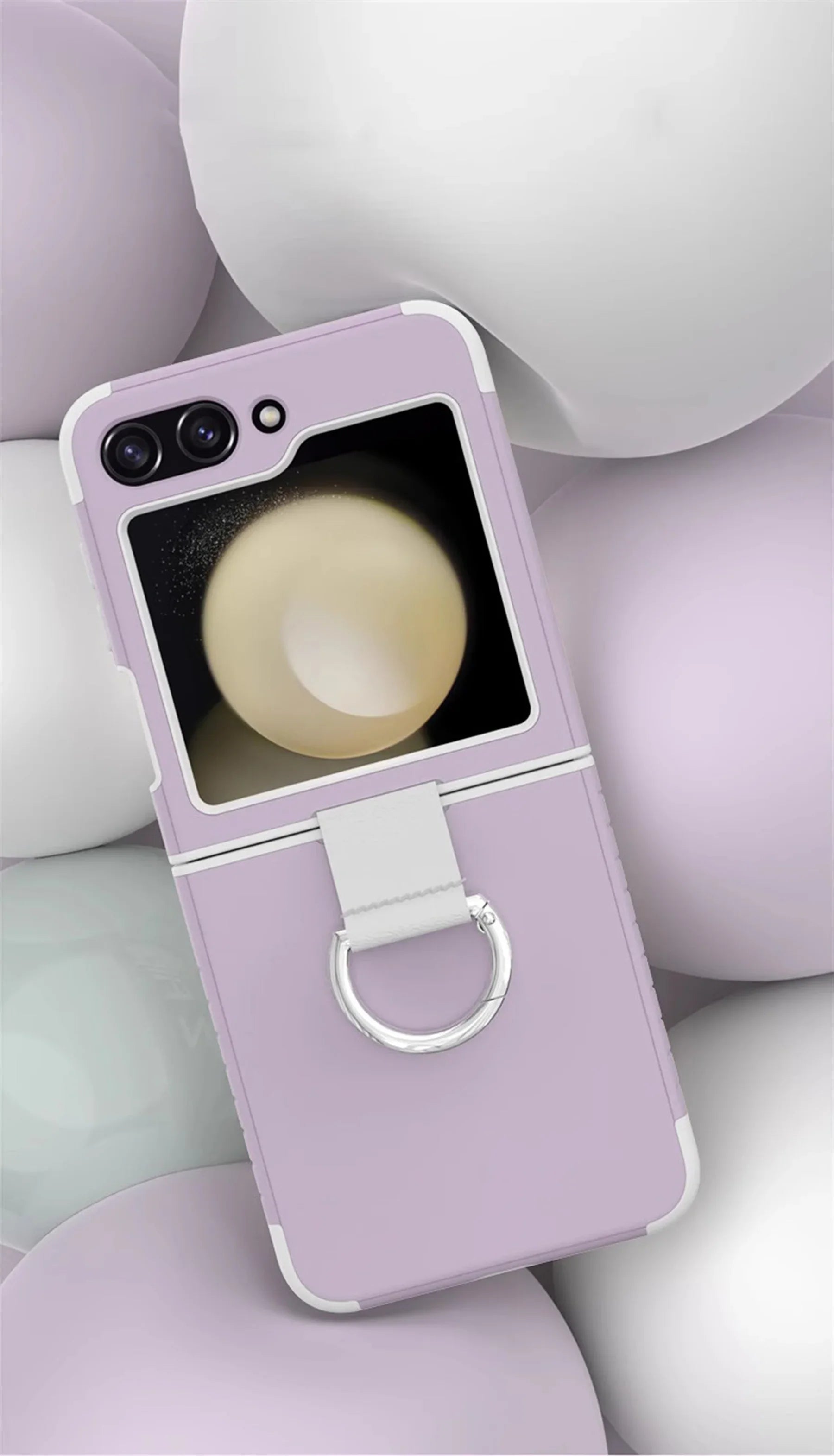 Cute Ins Korean Candy Color Portable Ring Solid Color Phone Case for Samsung Galaxy Z Flip 5 6 5G Z Flip6 Flip5 Zflip5 Cover