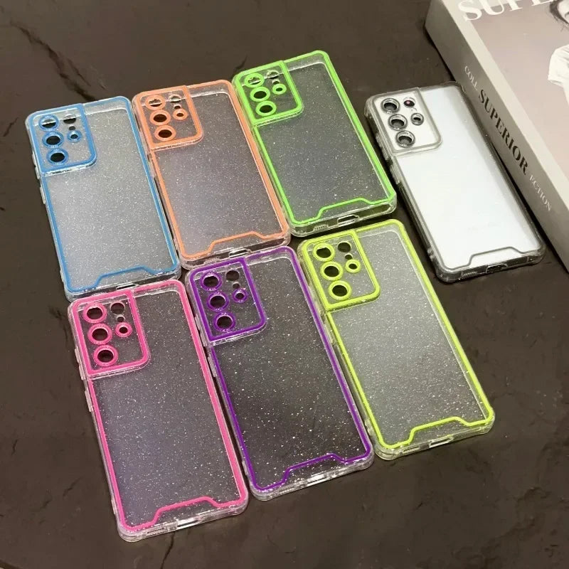 Night Light Luminous Bling Glitter Clear Case for Samsung Galaxy S22 S23 S24 Ultra S23 Plus S21 FE Glowing Silicone Soft Cover