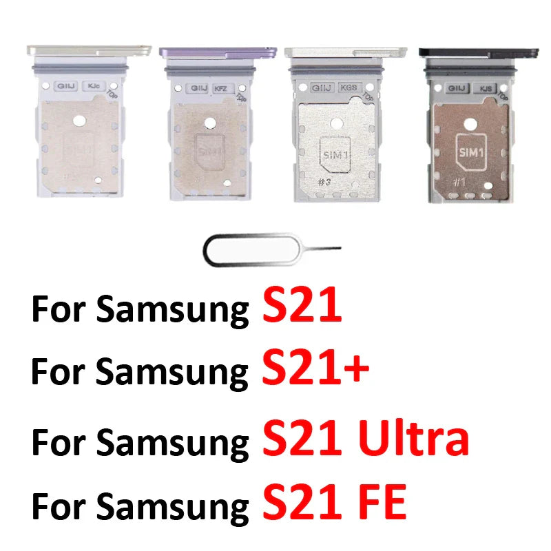 Phone Sim Card Tray For Samsung Galaxy S21 FE Plus Ultra S21+ New SIM Chip Slot Holder G990 G991 G996 G998 With Tool