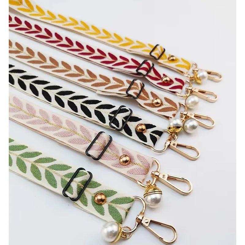 Adjustable Crossbody Long Mobile Phone Lanyard Wide Cloth Anti-Lost Neckband Women's Pearl Hanging Ornaments Strap Rope