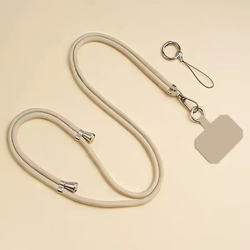 Universal Adjustment Phone Lanyard Necklace Strap Phone Case Solid Color Long Hanging Rope With Clip Anti-Lost Crossbody Lanyard