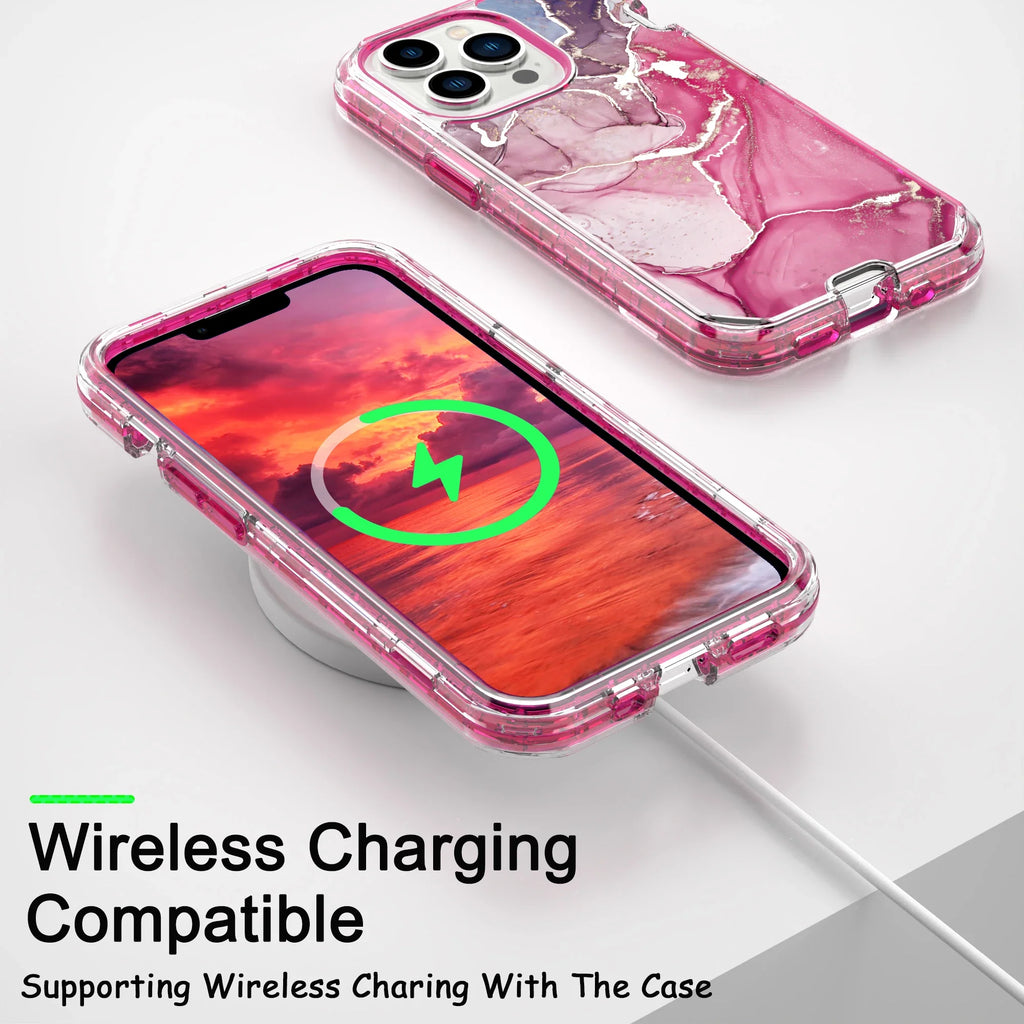 Gradient Colorful Marble Armor Case For iPhone 16 15 14 Pro MAX 13 12 11 X XS XR 7 8 14 Plus PC Bumper Shockproof Phone Cover