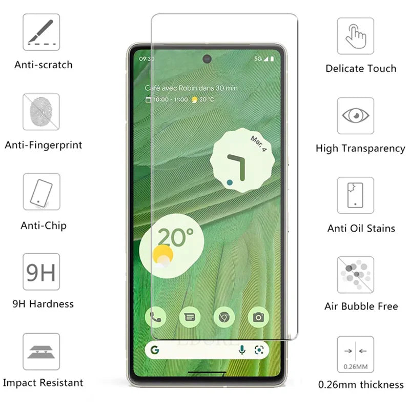 4PCS Tempered Glass for Google Pixel 9 8 Pro 9A 8A 7 7A 6 6A 5 4A 4 XL 3 9H Protective Transparent Screen Protector Film Glass
