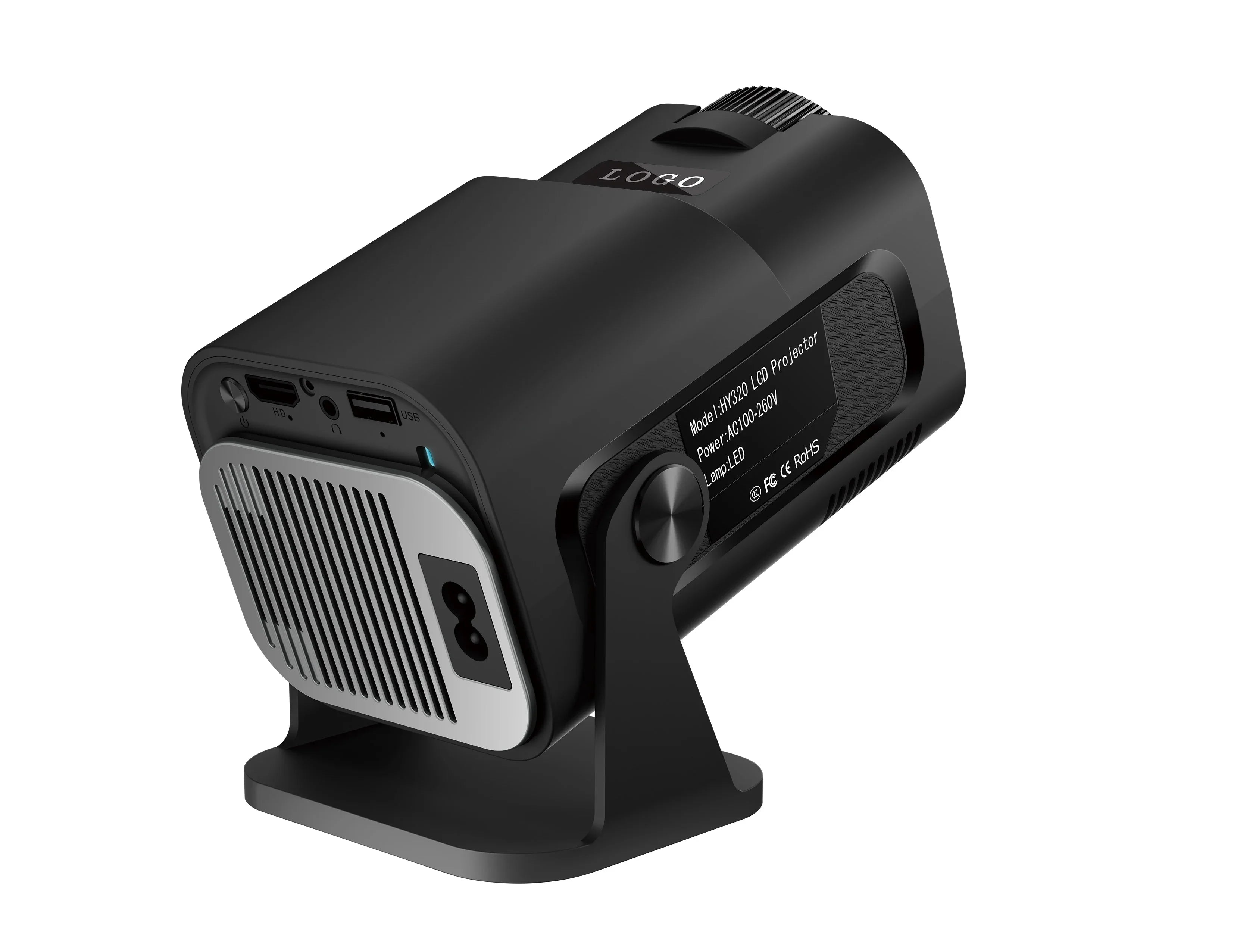 HY320 Mini Newly Native 720P Android 11 4K Projector 300ANSI Wifi6 BT5.0 Cinema Outdoor Portable 180° Rotable Projector