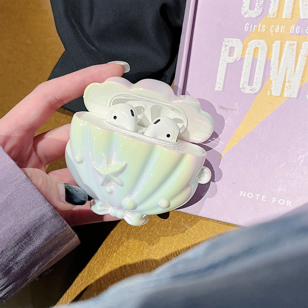 Plating Seashell Case For AirPods Pro 2 Protective Sleeve For Airpods 3 2 1 Earphone Accessories With Pendant Cover