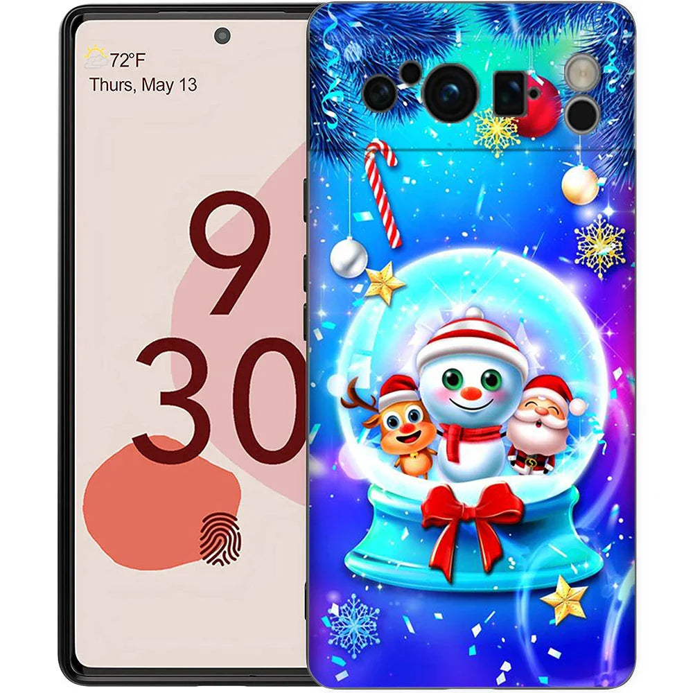 Snow Merry Christmas Phone Case Cover for Google Pixel 8 7 6 7A 6A Pro 5G Shockproof Silicone Soft 9 Pro XL 8 Pro 5G Shell Bags