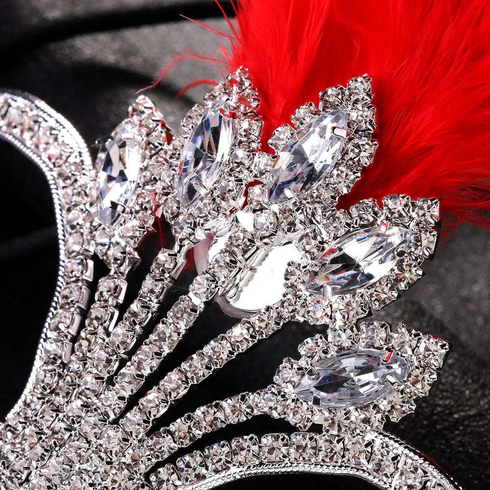 Carnival Feather Masquerade Jewelry Mask