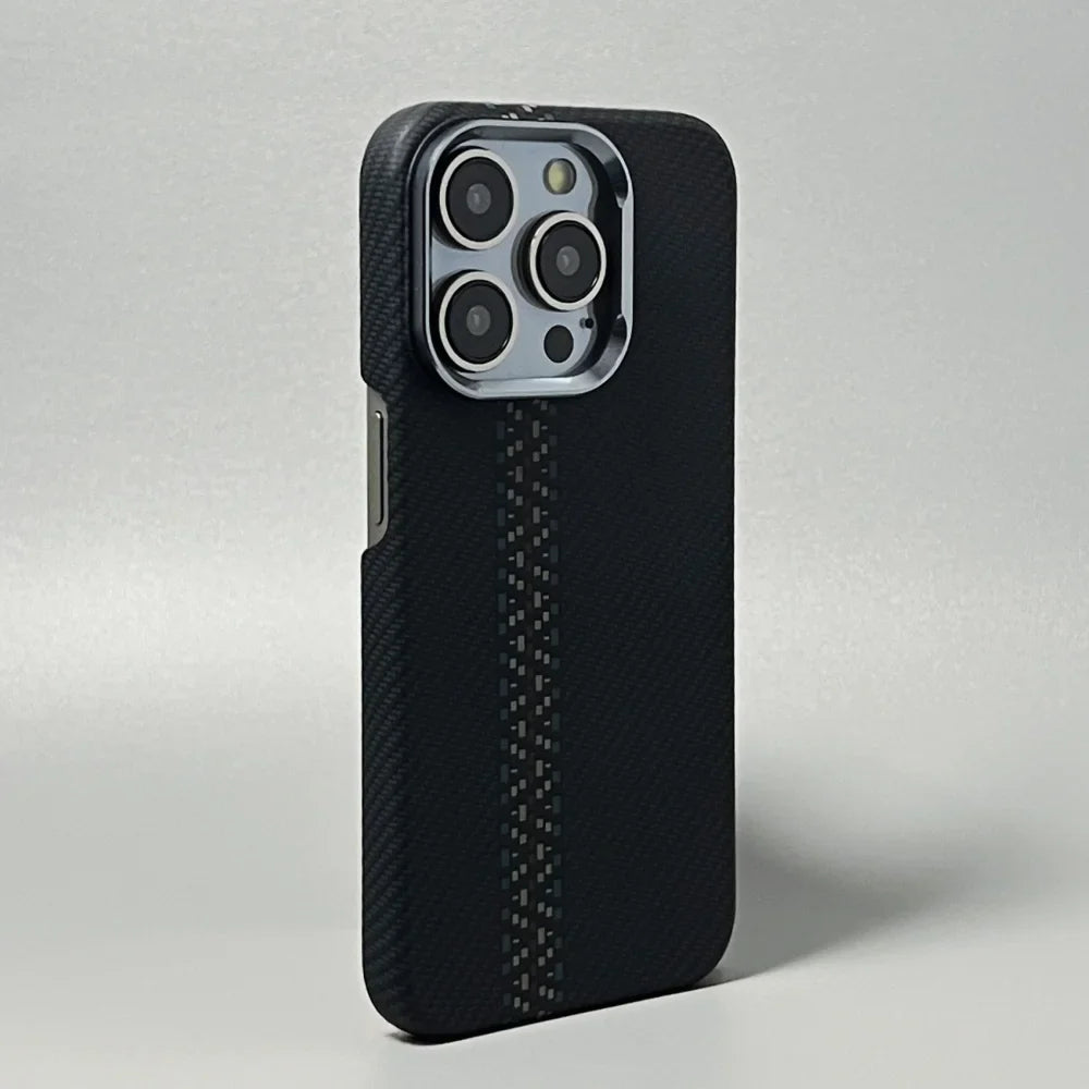 Luxury Carbon Fiber Slim Case For iPhone 17 13 14 15 16 Pro Max Shockproof Alloy Lens Camera Protective Ultra Thin Hard PC Cover
