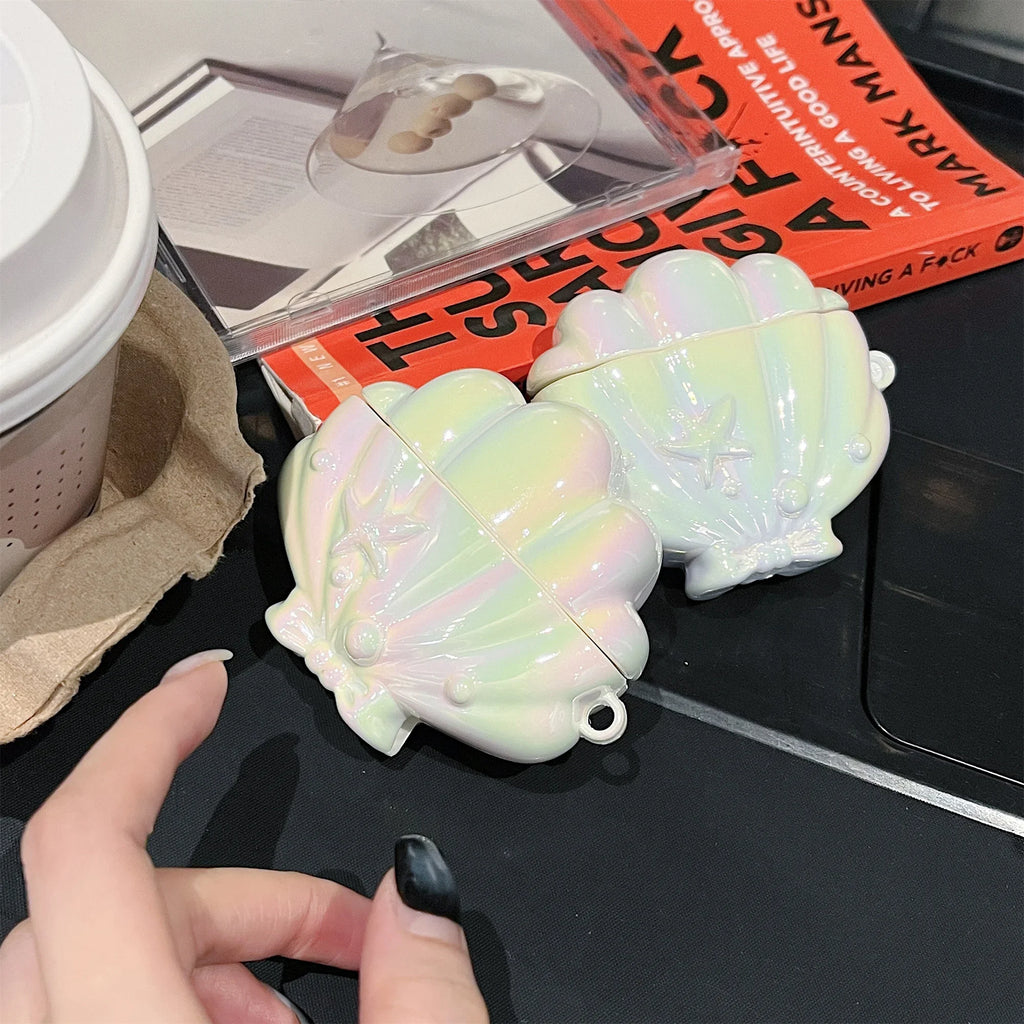 Plating Seashell Case For AirPods Pro 2 Protective Sleeve For Airpods 3 2 1 Earphone Accessories With Pendant Cover