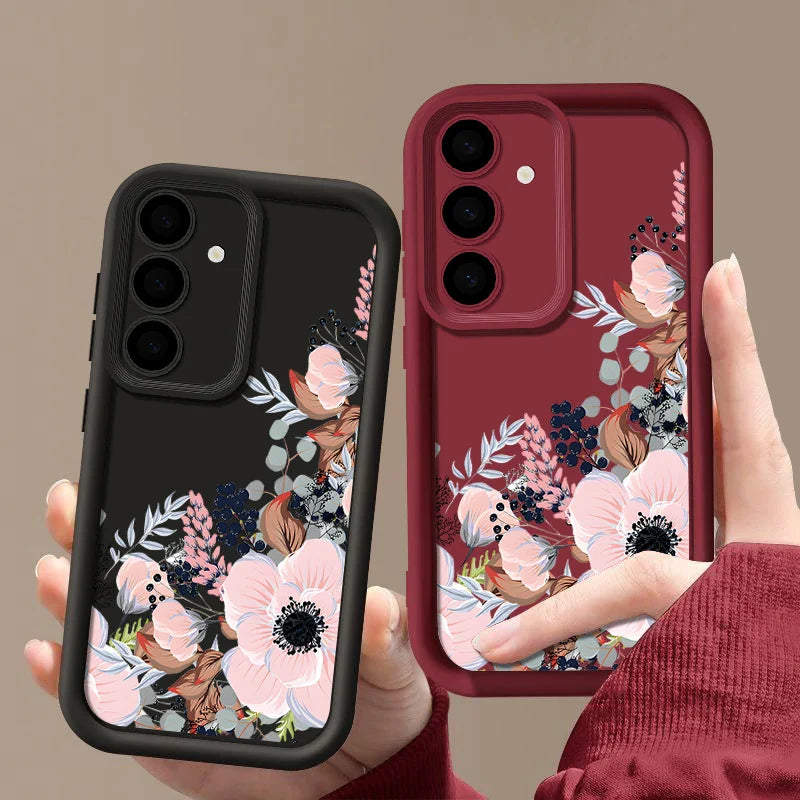 Flower Print Case For Samsung Galaxy S25 S24 S23 S22 Ultra S21 S24 FE A55 A54 A34 A15 A14 A35 A52 A53 A25 A16 5G Soft TPU Cover