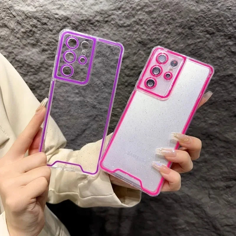 Night Light Luminous Bling Glitter Clear Case for Samsung Galaxy S22 S23 S24 Ultra S23 Plus S21 FE Glowing Silicone Soft Cover