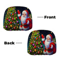 2 pieces of Christmas tree and Santa Claus patterned car headrest covers, holiday gifts, retractable and washable