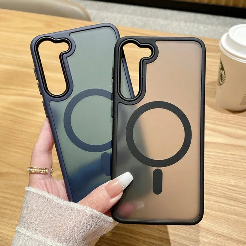 Luxury New Matte Translucent Business Phone Case for Samsung Galaxy S25 S24 Ultra S23 S22 Plus S20 S21 FE Magsafe Magnetic Cover