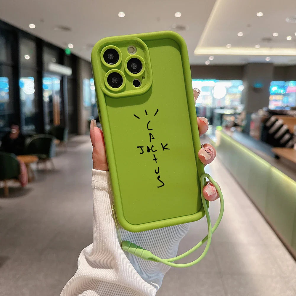 Travis Scott Cactus Jack Phone Case for IPhone 15 14 13 12 11 Pro Max Mini XR XS X 7 8 Plus Soft TPU Back Cover With Hand Strap