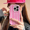 Luxury Color Contrast Stripes Wave Case for iPhone 16 15 14 Pro Max 12 13 Colorful Curly Border Glossy Hard Ultra Slim Cover