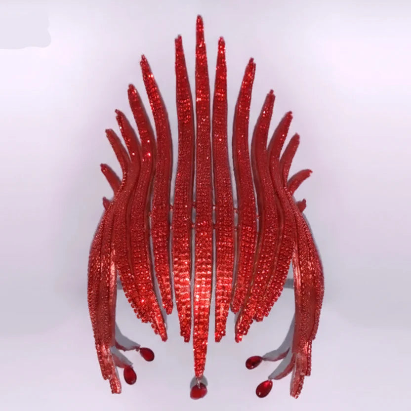 Red Rhinestones Exaggerated Large-Sized Headpiece