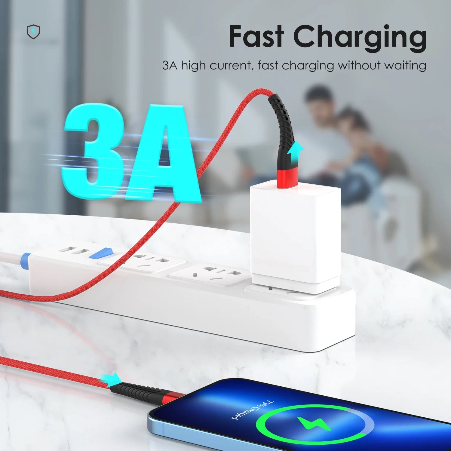 USB Cable For iPhone 14 13 12 11 Pro Max 6 6s 7 8 Plus XS X XR SE iPad 3A Fast Charging Phone Data Sync Wire Cord 0.25M 1M 2M 3M