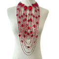 Long Tassel Rhinestone Glass Necklace