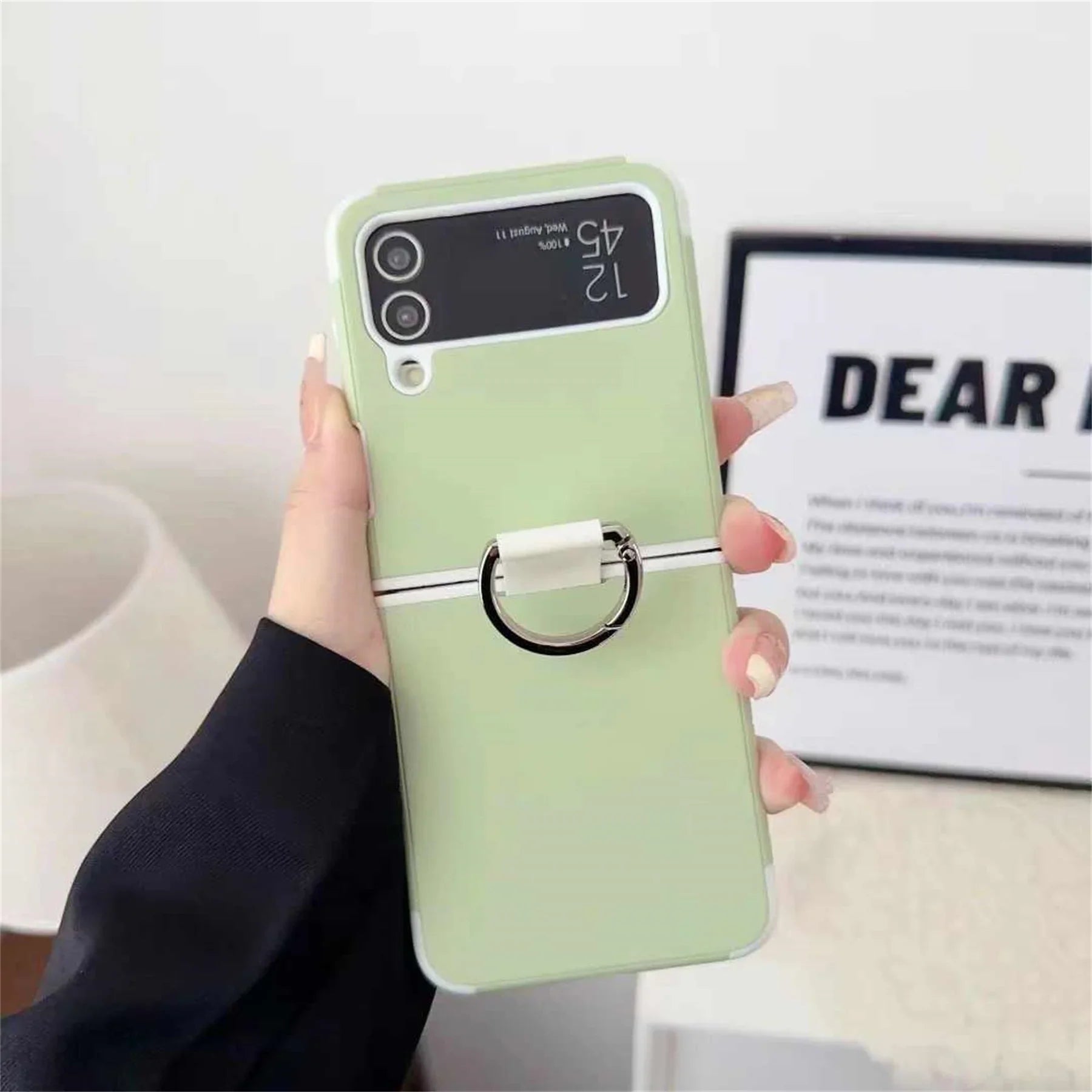 Cute Ins Korean Candy Color Portable Ring Solid Color Phone Case for Samsung Galaxy Z Flip 5 6 5G Z Flip6 Flip5 Zflip5 Cover