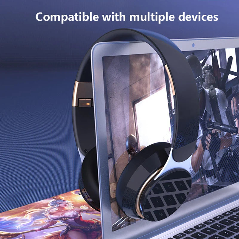 07S Wireless Headphones Foldable Adjustable Stereo Gaming Earphone Bluetooth+TF Play+3.5mm AUX 3 Modes HIFI Heavy Bass Headsets