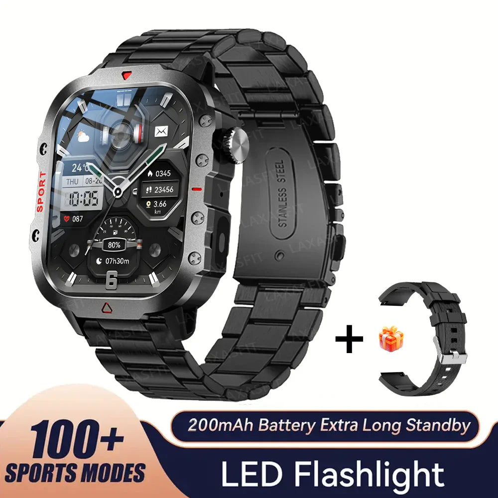 KESHUYOU Outdoor Sports Smart Watch 2.01 inch HD Screen LED Flashlight Bluetooth Talking Smart Watch for Men Women Holiday Gifts