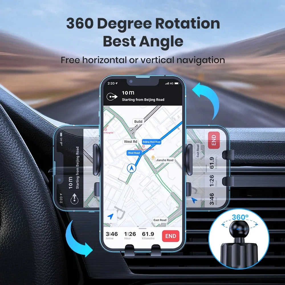 New Car Phone Holder Stand Mount Upgrade Auto Locking Universal Phone Holder with Hook Clip for Car Air Vent for iPhone Samsung
