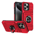 2 Cards Holder Hybrid Defender Case for iPhone 16 Pro Max 15 14 13 11 Magnetic Ring Stand Funda iPhone 15 Pro 14 Plus 8 Plus