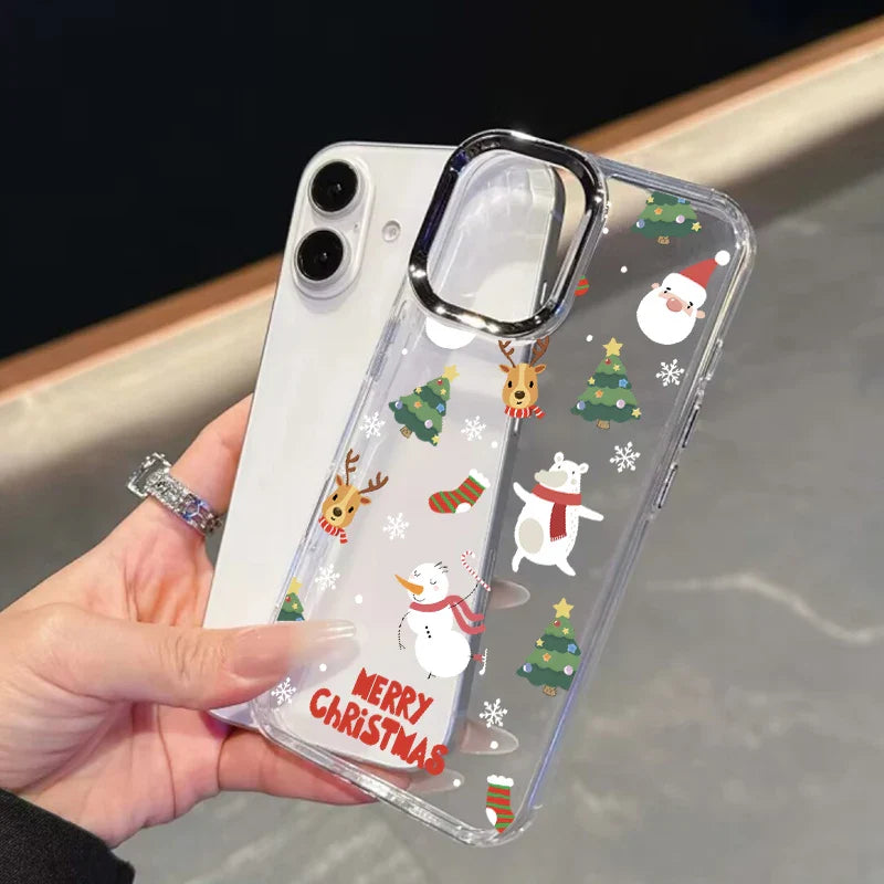 Cute Christmas Santa Claus Tree Elk Phone Case For IPhone 11 12 Pro Max X XS MAX XR 6 6S 7 8 Plus 17 Air 16 15 Casing Soft Cover
