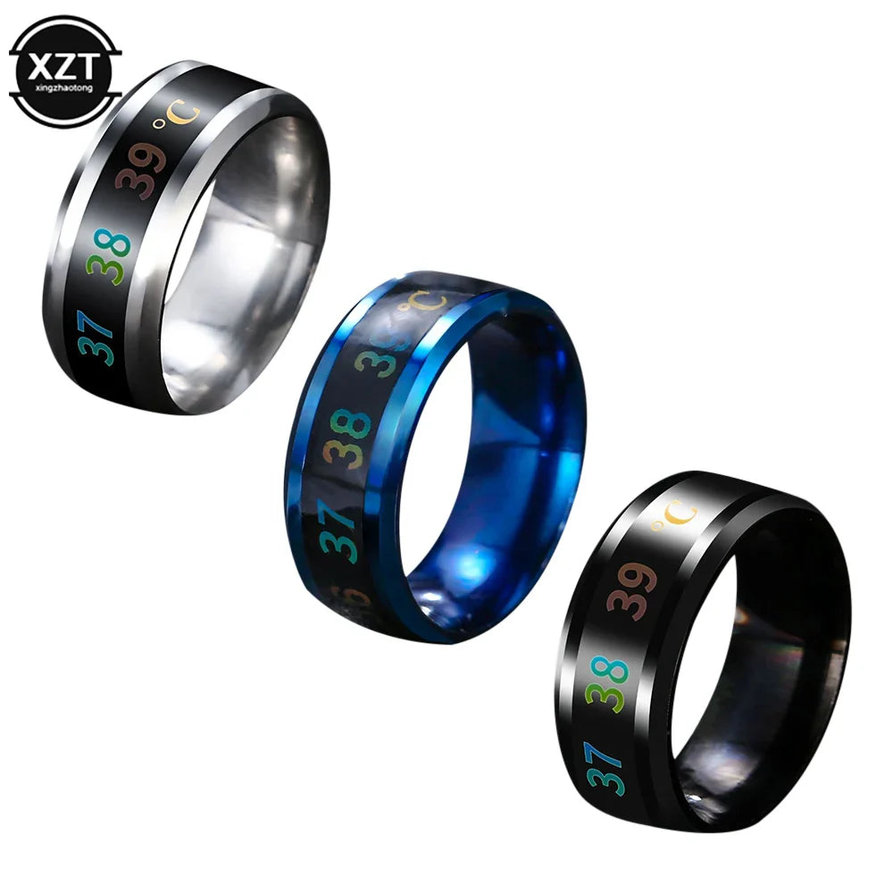 Multifunctional Waterproof Intelligent Smart Temperature Couple Ring Titanium Steel Finger Jewelry Fingertip Temperature Sense