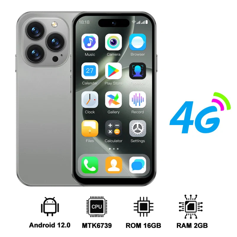 SERVO S16 Mini 4G LTE Cute Smartphone Android 12.0 OS 2/3GB RAM 16/64GB ROM Google Play 4.0" Display Small Pocket Mobile Phones