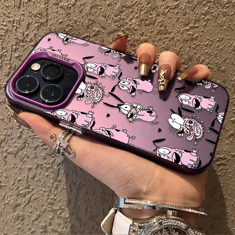 Courage Cowardly Dog Plating Case for Samsung Galaxy S24 S23 S22 S21 Ultra Plus FE Cover