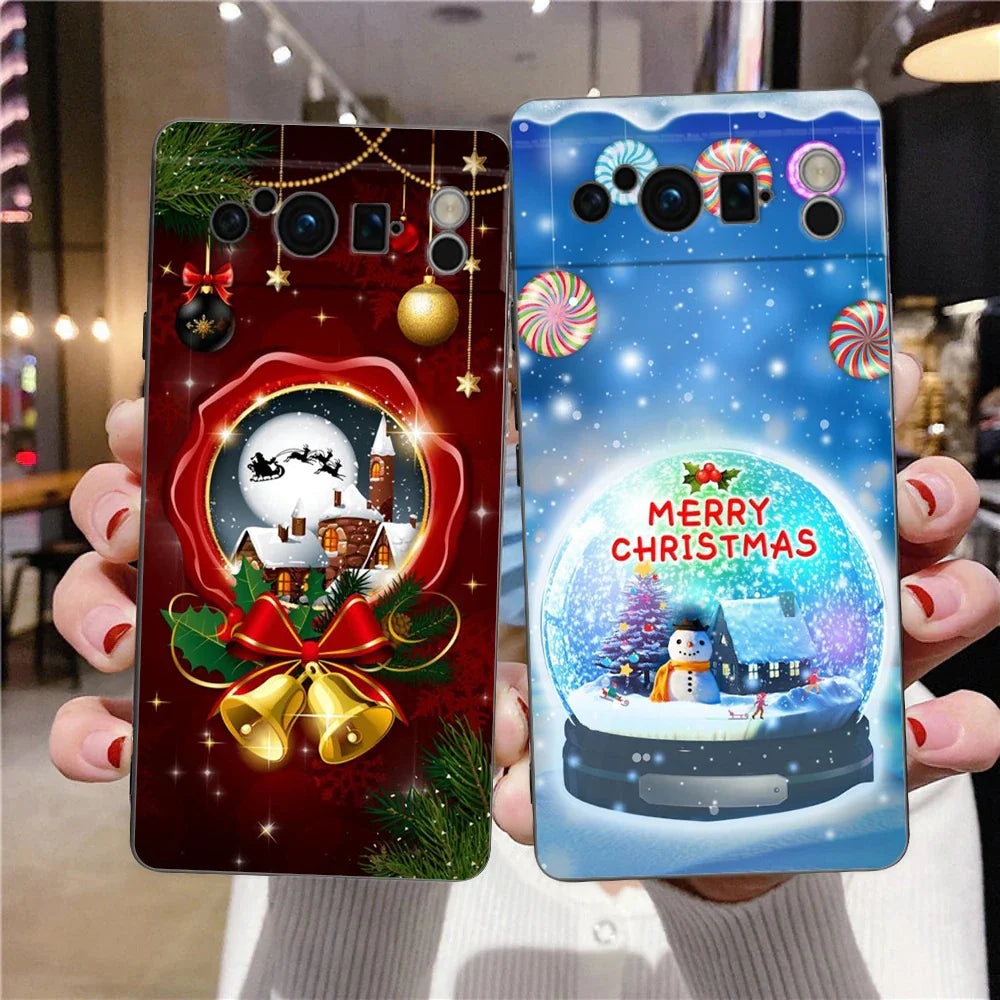 Snow Merry Christmas Phone Case Cover for Google Pixel 8 7 6 7A 6A Pro 5G Shockproof Silicone Soft 9 Pro XL 8 Pro 5G Shell Bags