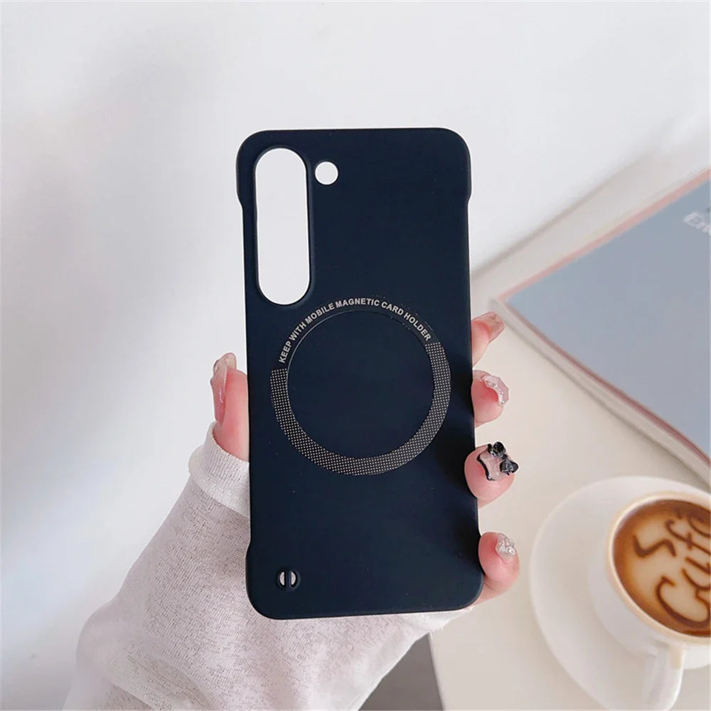 Luxury Ultra Thin Frameless Magnetic For Magsafe Case For Samsung S25 Edge S24 S23 Ultra S22 Plus S21 S20 FE Slim Hard Matte Cap