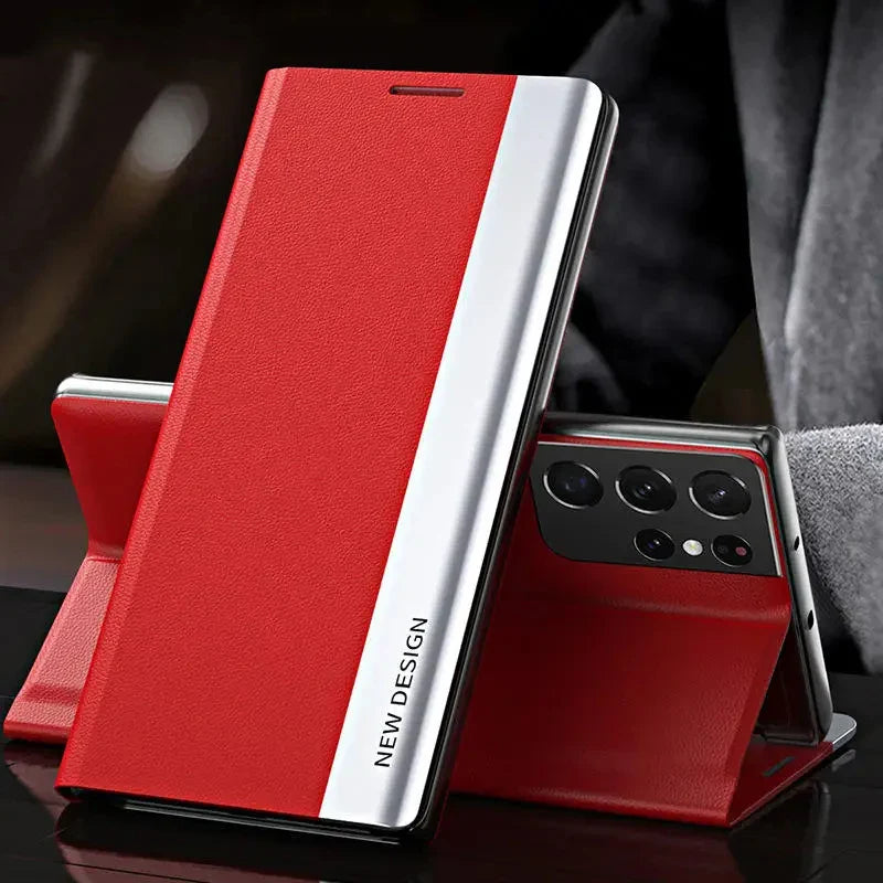 Luxury Leather Flip Case For Samsung Galaxy S25 S24 S23 S22 S21 S20 Ultra Plus S23 S21 S24 FE Note 20 Ultra 10 Plus Stand Cover