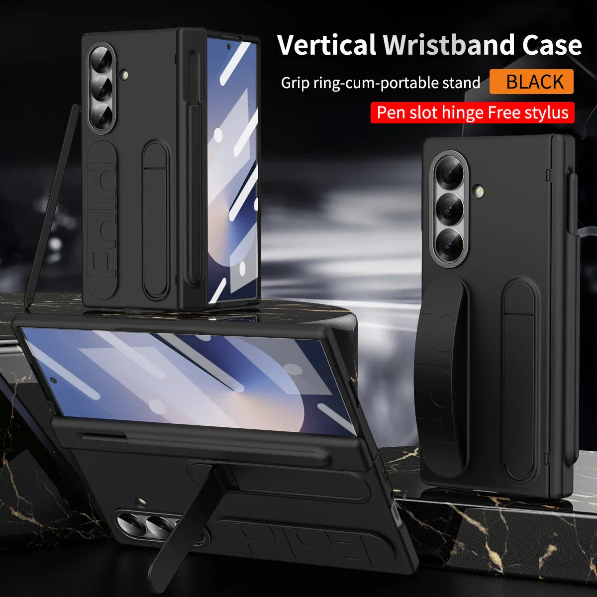 For Samsung Galaxy Z Fold 7 6 5 4 3 Luxury Wristband Hinge Lnvisible Folding Bracket Screen Glass Protect  Film Shockproof Cover