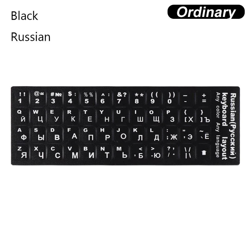 Spanish,Russian,Arabic,French,English etc Language Fluorescent Keyboard Stickers Luminous Waterproof Keyboard Protective Film