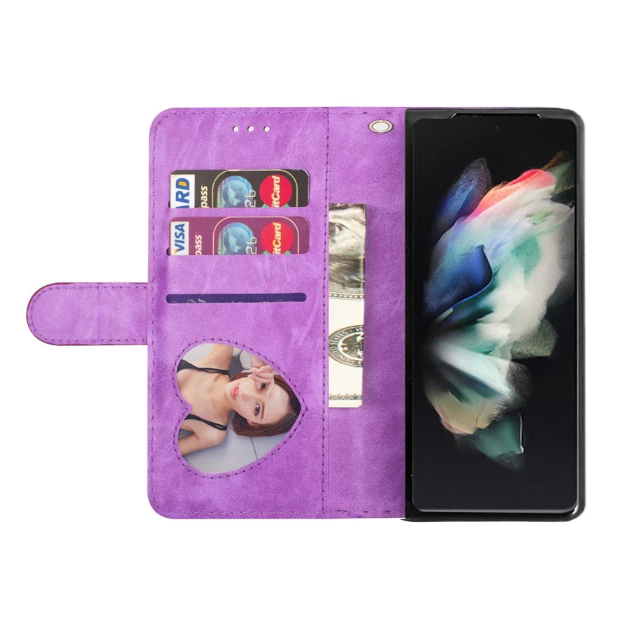 Glitter Wallet Magnetic Flip Leather Case For Samsung Galaxy Z Fold5 Z Fold4 Zipper Case For Samsung Galaxy Z Fold3 5G Z Fold 5
