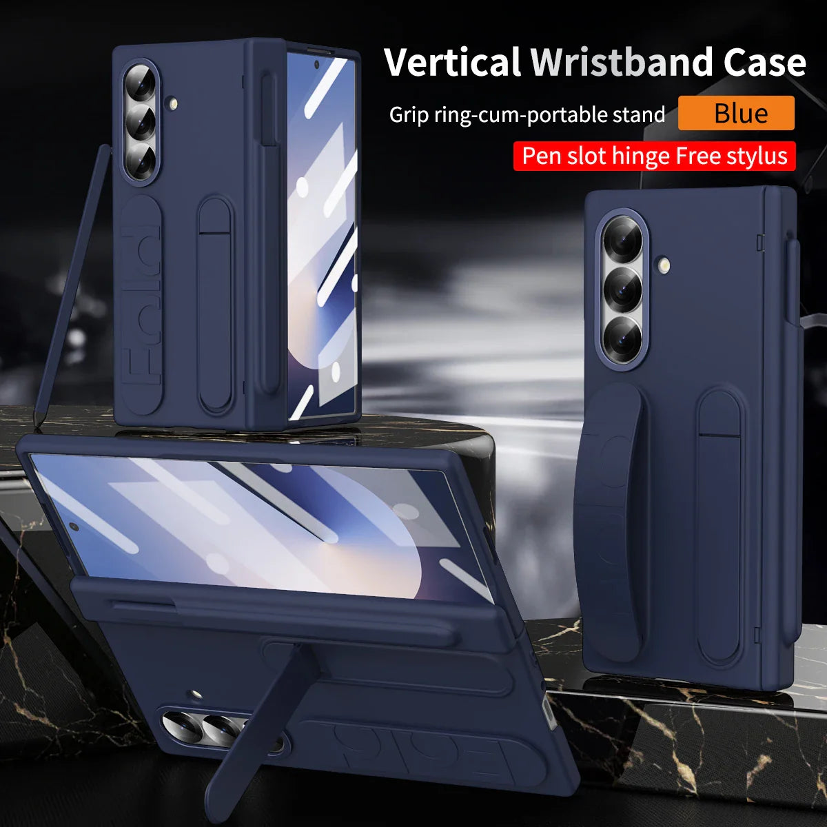 For Samsung Galaxy Z Fold 7 6 5 4 3 Luxury Wristband Hinge Lnvisible Folding Bracket Screen Glass Protect  Film Shockproof Cover