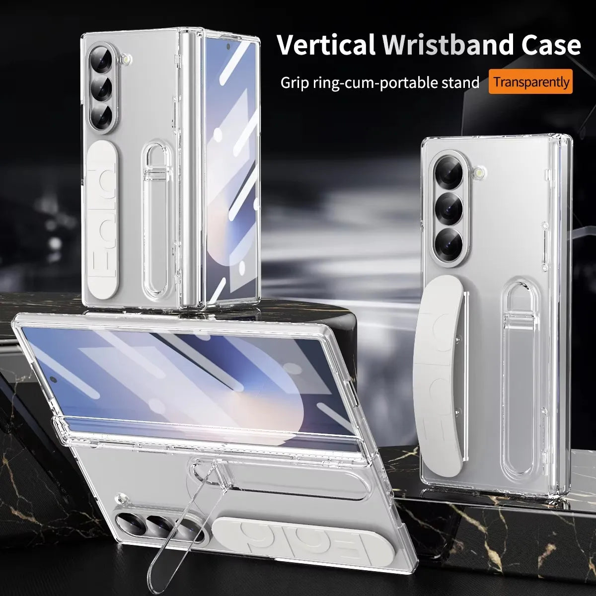 For Samsung Galaxy Z Fold 7 6 5 4 3 Luxury Wristband Hinge Lnvisible Folding Bracket Screen Glass Protect  Film Shockproof Cover