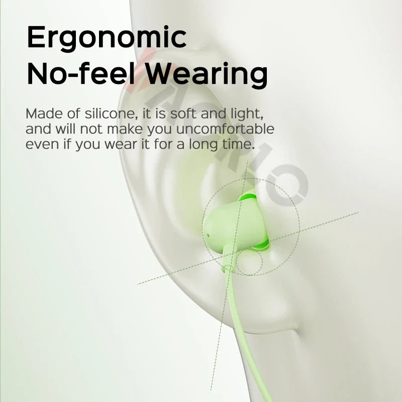 VAORLO 3.5MM AUX /Type C Digital Chip Wired Sleeping Earphones With Microphone Wire Control In Ear Headset For Samsung iPhone 15