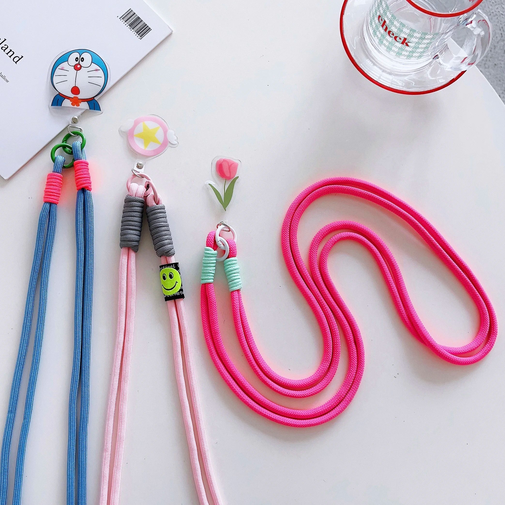 New colorful woven cartoon lanyard mobile phone lanyard wrist strap Crossbody rope anti-loss rope key bag multi-purpose lanyard